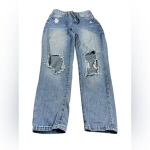 YMI Dream Distressed High Rise Straight Leg Jeans Size 5/27 Medium Wash Denim